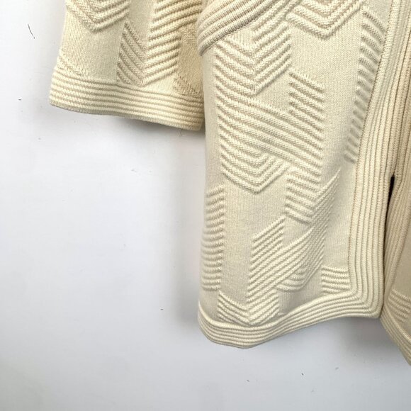 Hermès Cream Virgin Wool Zipper Knit Coat - Diamond Patterned Made In Italy Size - Picture 4 of 8